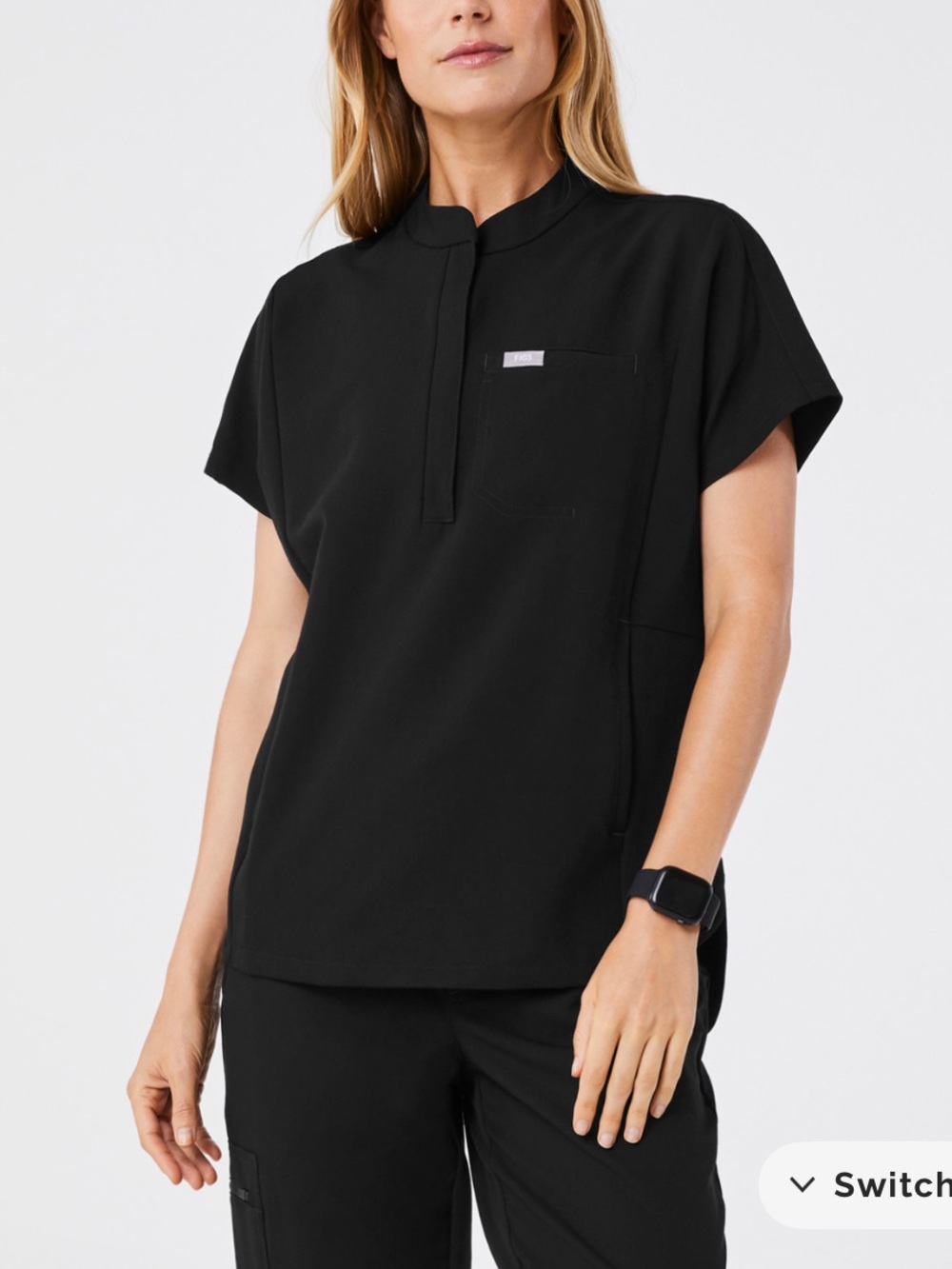 FIGS Montex Relaxed Scrub Top Black XS